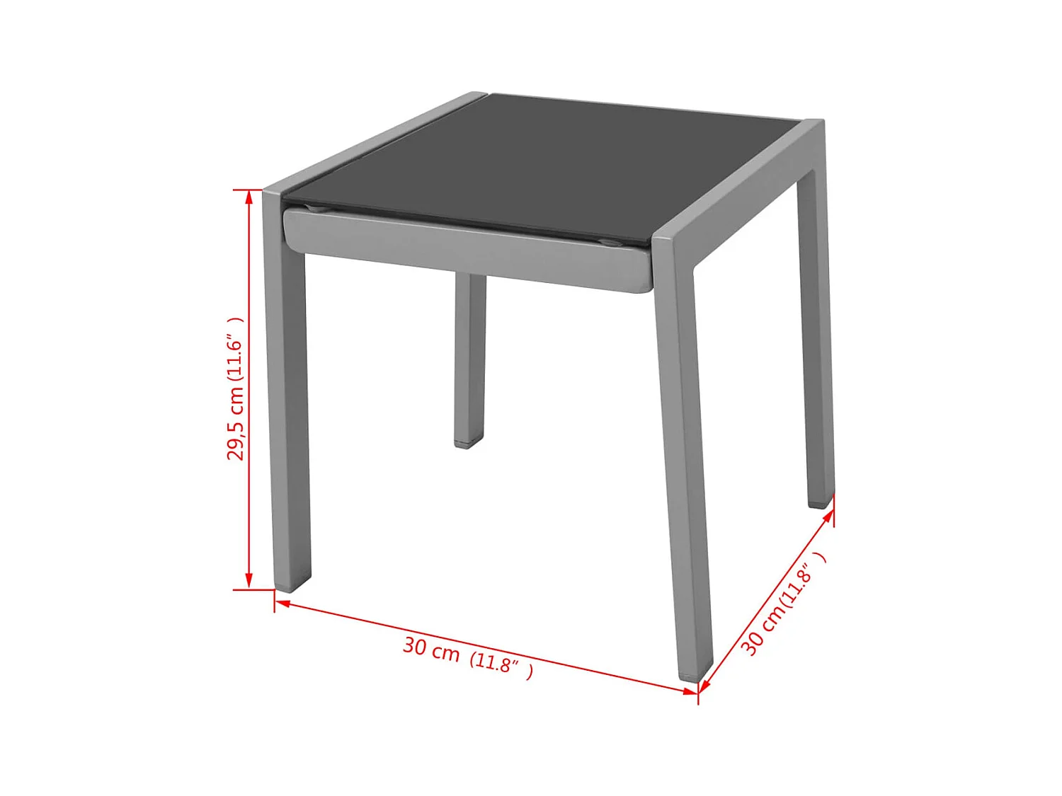 Zwarte aluminium ligstoelen met tafel