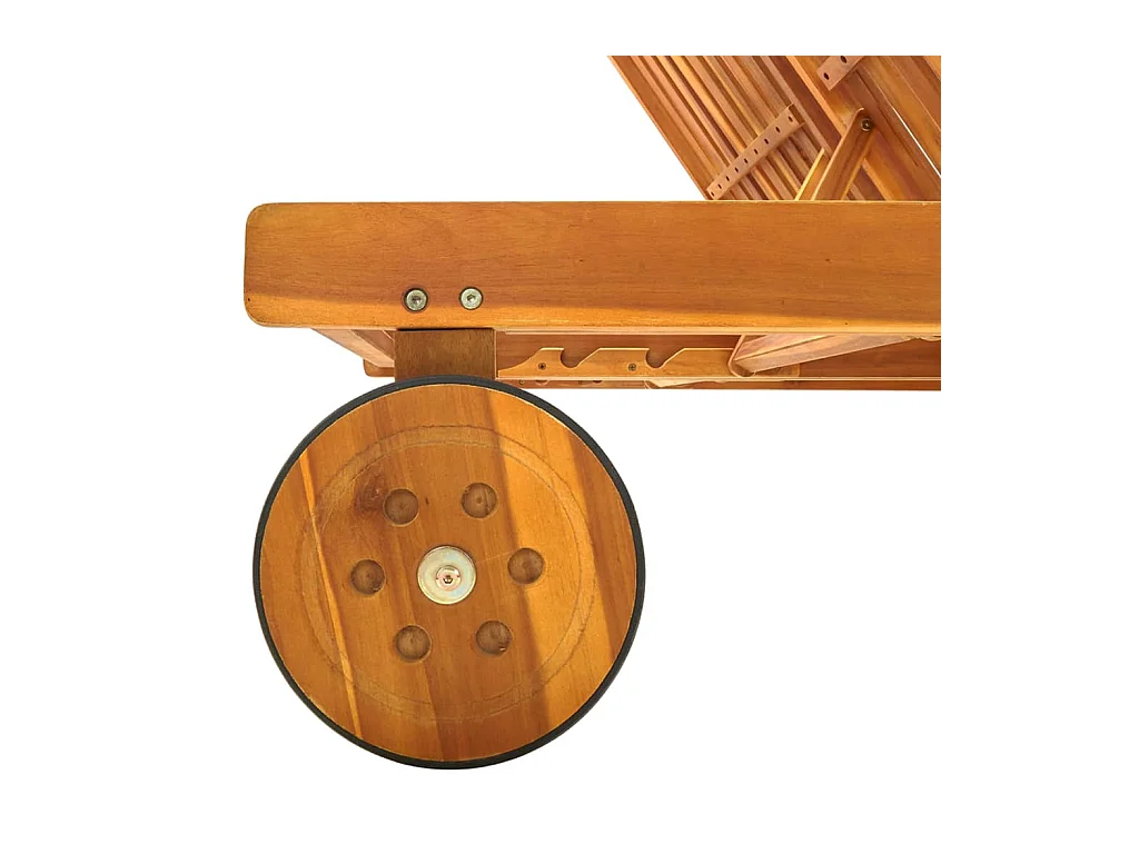 Chaise longue de jardin 2 places avec coussins Acacia solide