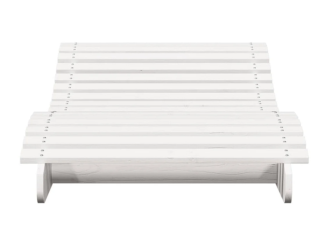 Chaise longue bianca 205x80x31,5 cm in legno massello di pino