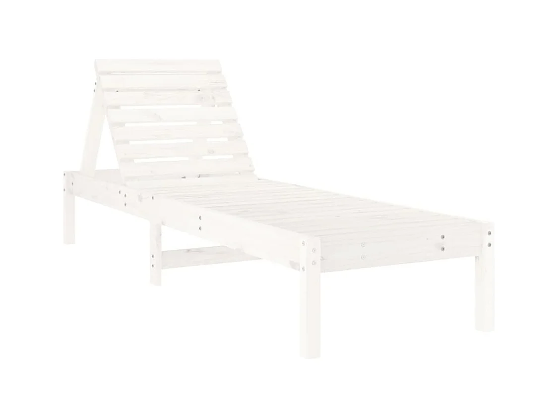 Set di 2 sedie a sdraio bianche 199,5x60x74cm in legno massello di pino