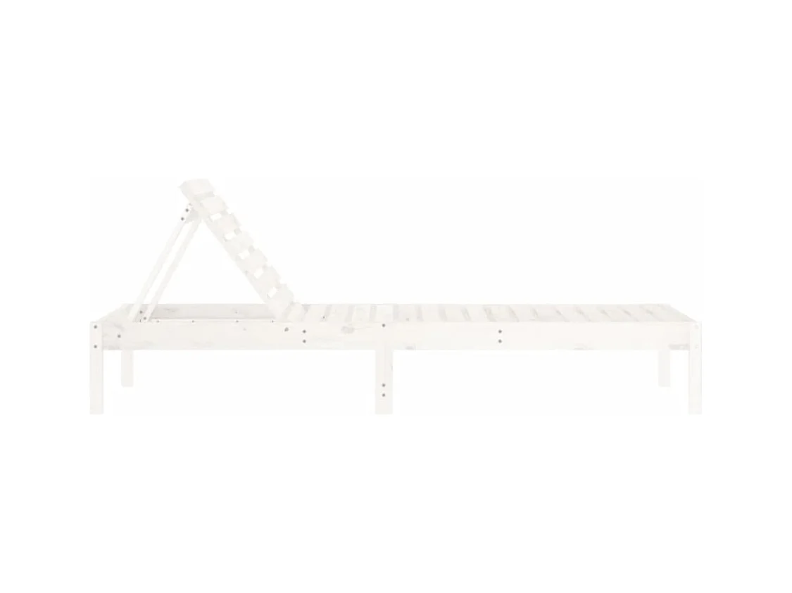 Set di 2 sedie a sdraio bianche 199,5x60x74cm in legno massello di pino