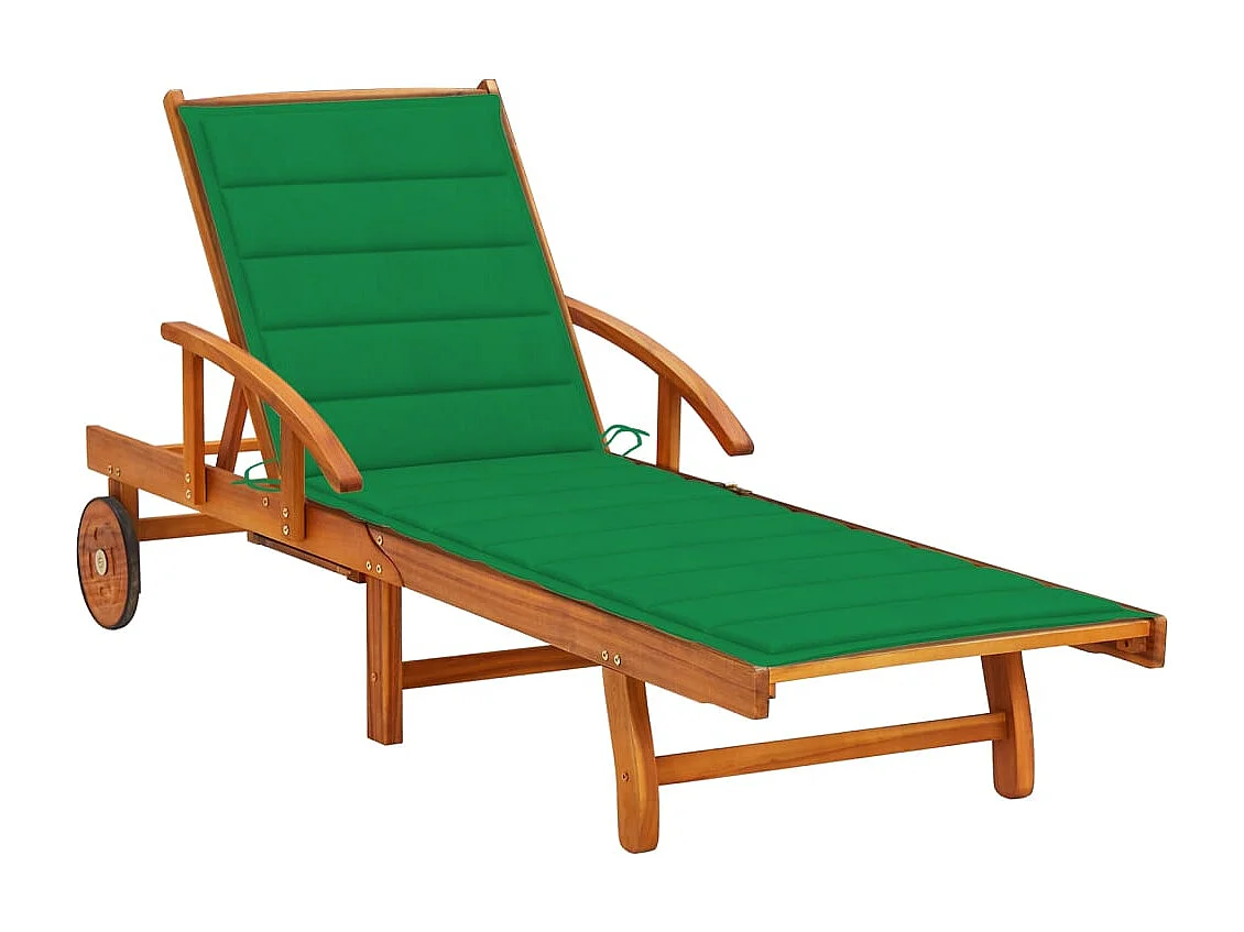Chaise longue de jardin avec coussin Bois d'acacia solide