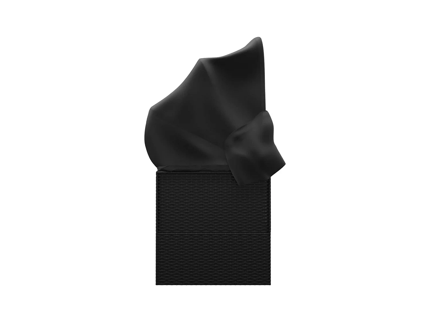 Lit de salon d'extérieur toit et coussins Noir Résine tressée