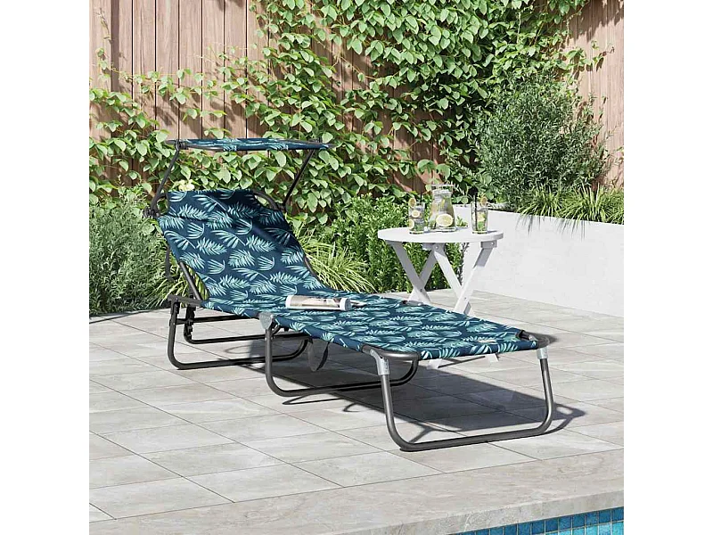 Chaise longue pliante avec imprimé auvent en tissu Oxford 600D