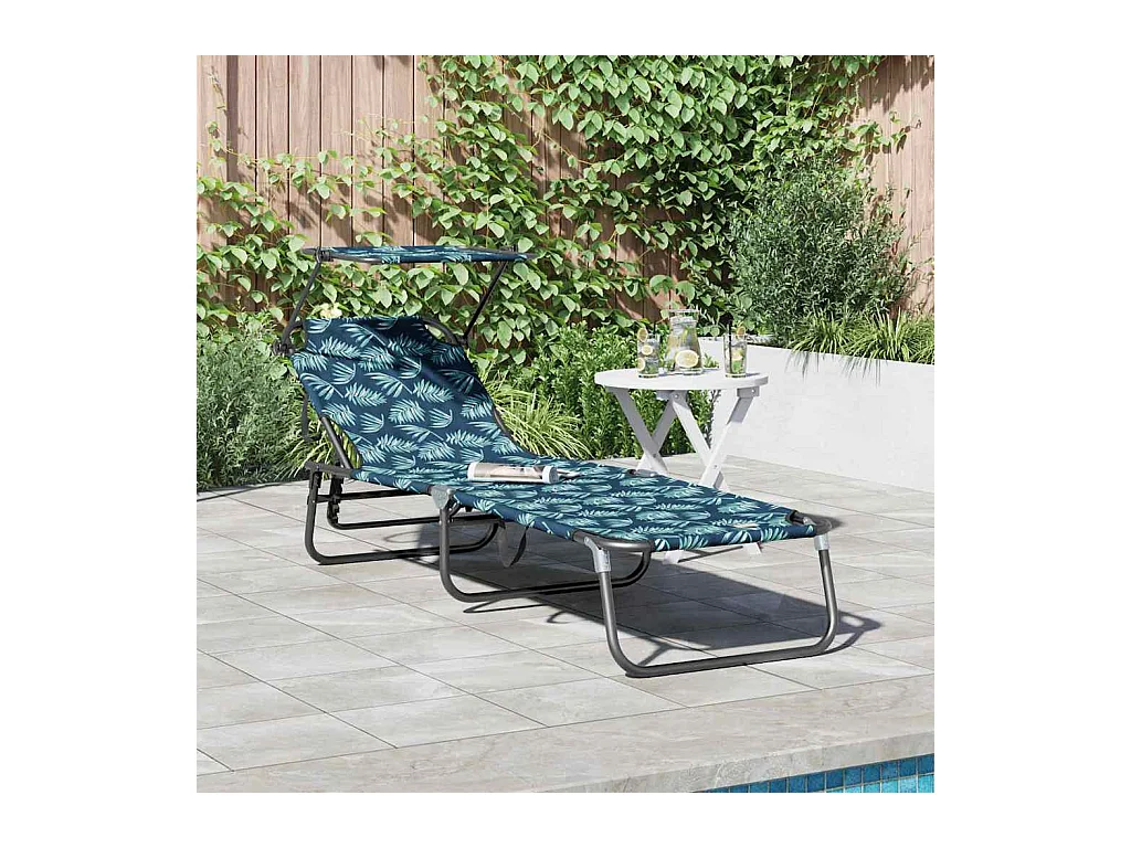 Chaise longue pliante avec imprimé auvent en tissu Oxford 600D