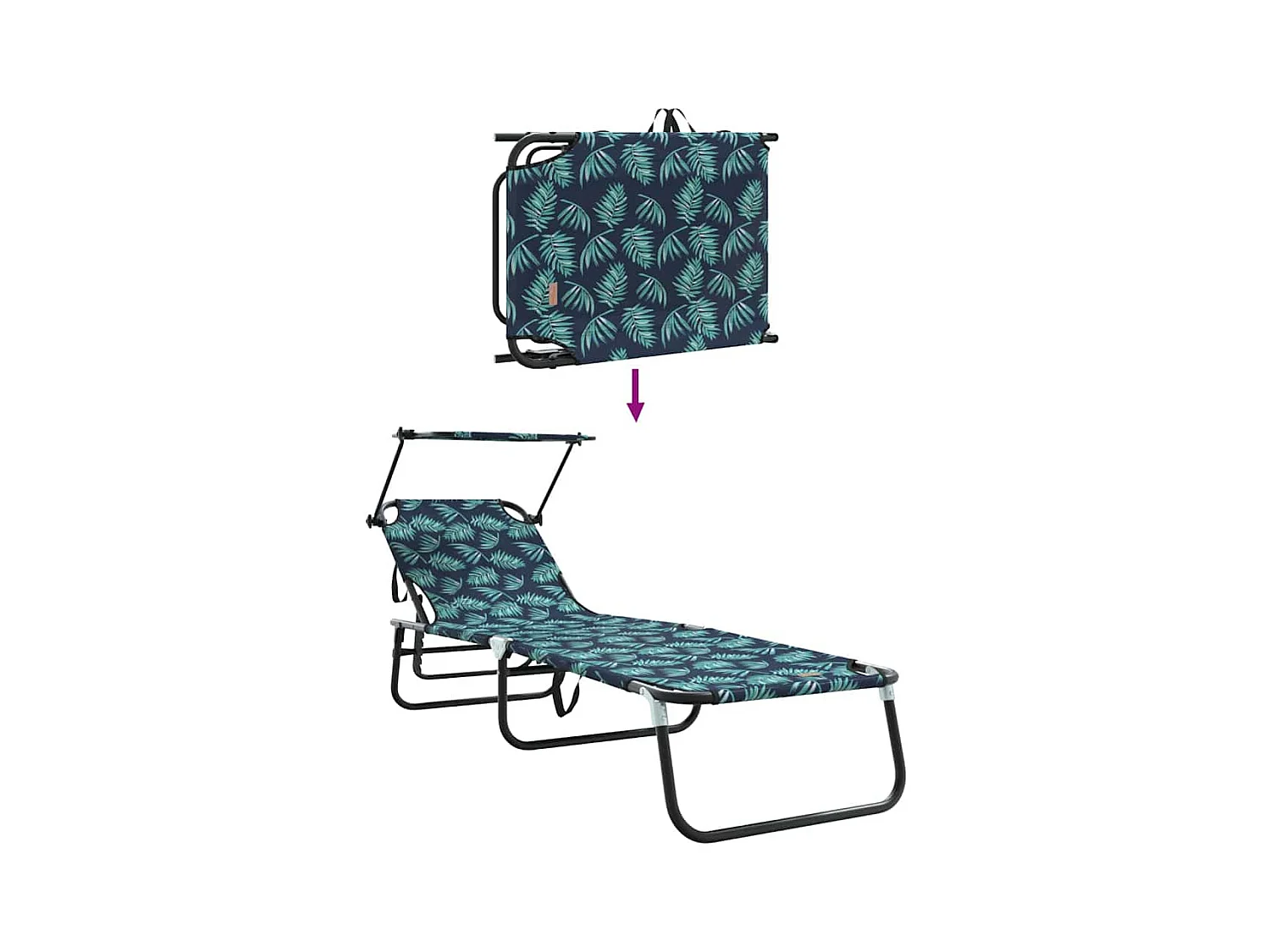 Chaise longue pliante avec imprimé auvent en tissu Oxford 600D