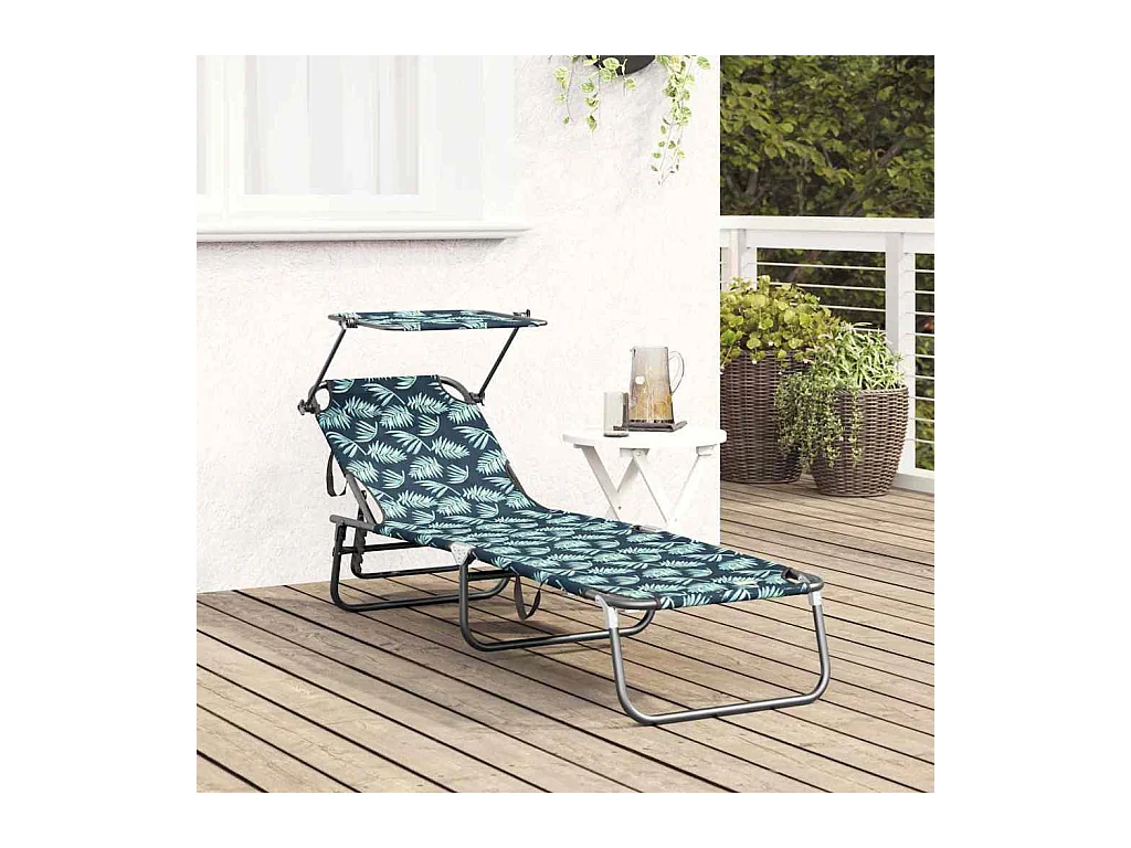 Chaise longue pliante avec imprimé auvent en tissu Oxford 600D