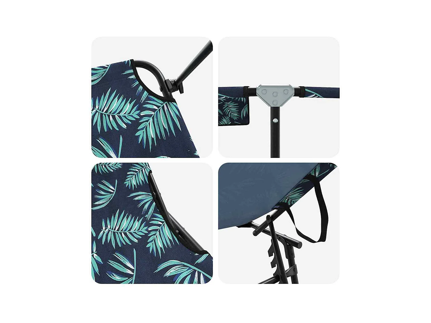 Chaise longue pliante avec imprimé auvent en tissu Oxford 600D