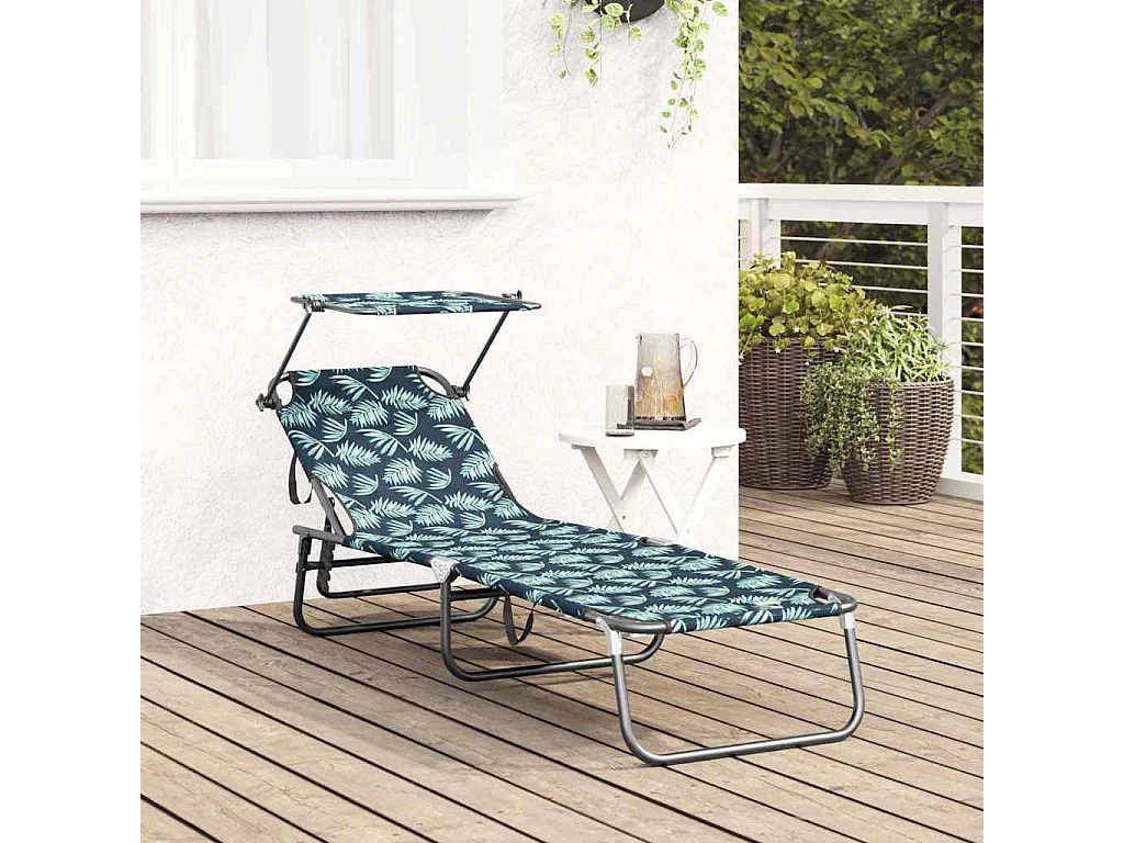 Chaise longue pliante avec imprimé auvent en tissu Oxford 600D