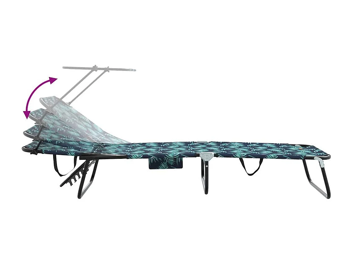 Chaise longue pliante avec imprimé auvent en tissu Oxford 600D