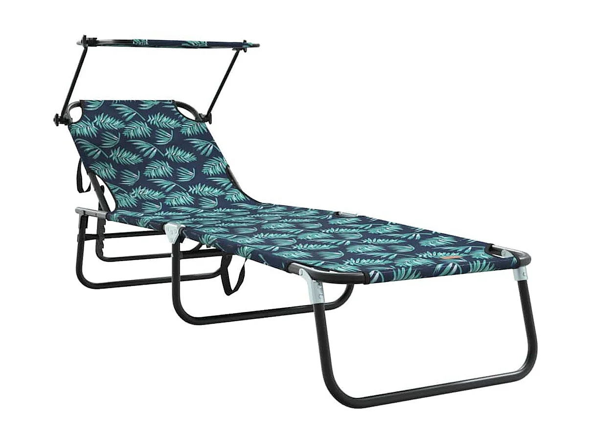 Chaise longue pliante avec imprimé auvent en tissu Oxford 600D