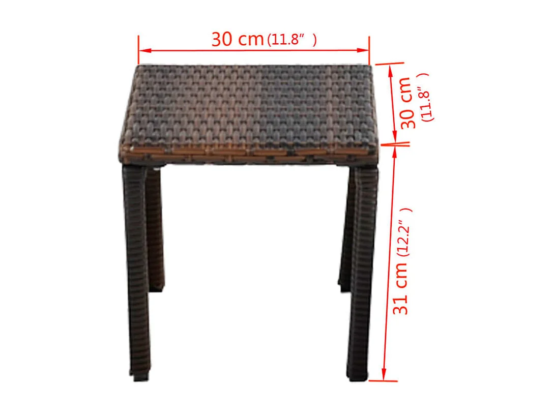 Tumbonas de resina tejida marrón con mesa