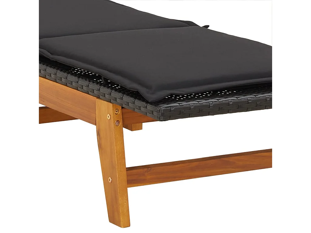 Chaise longue met kussen van kunstharsriet/massief acaciahout