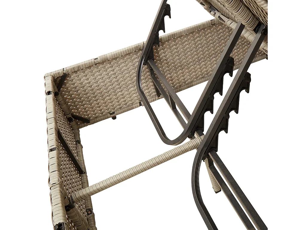 Chaise longue doble con techo y cortinas en ratán sintético gris claro