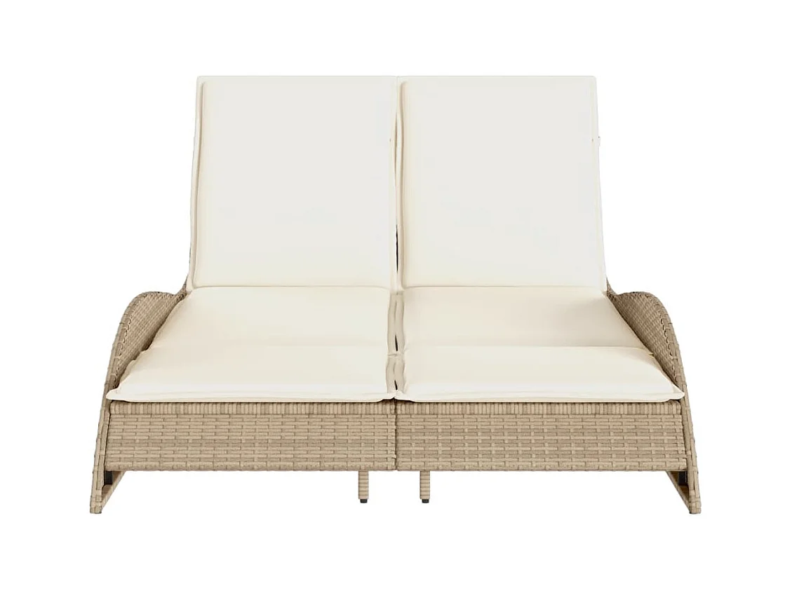 Chaise longue met beige kussens 114x205x73 cm geweven hars