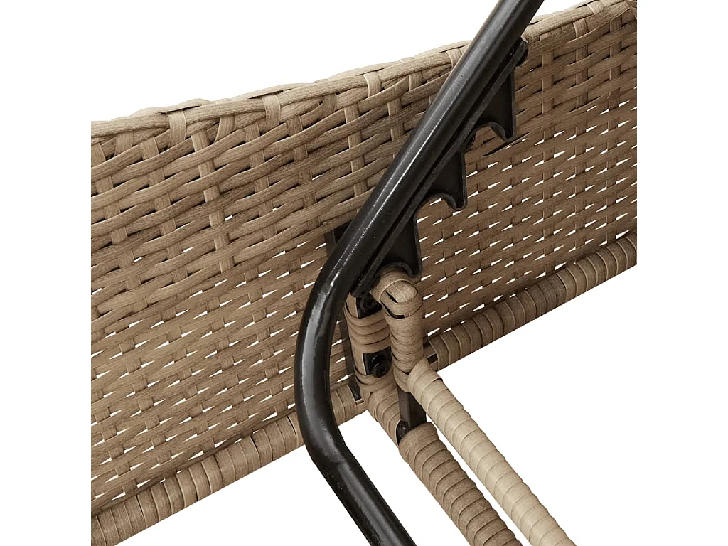 Chaise longue con cuscini beige 114x205x73 cm resina intrecciata