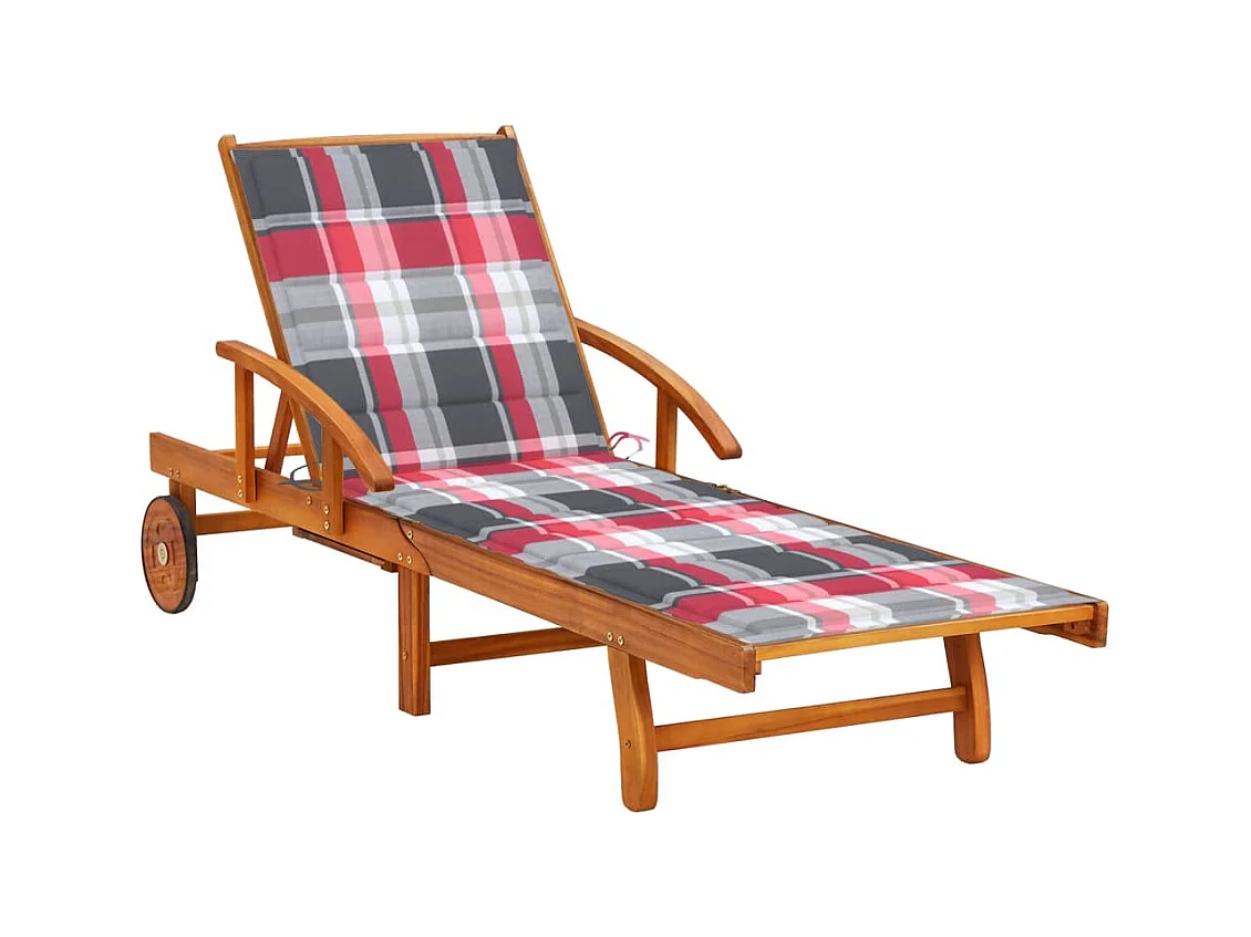 Chaise longue de jardin avec coussin Bois d'acacia solide