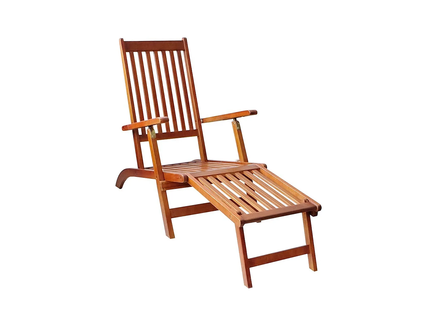 Chaise longue d'extérieur repose-pied et coussin Acacia solide