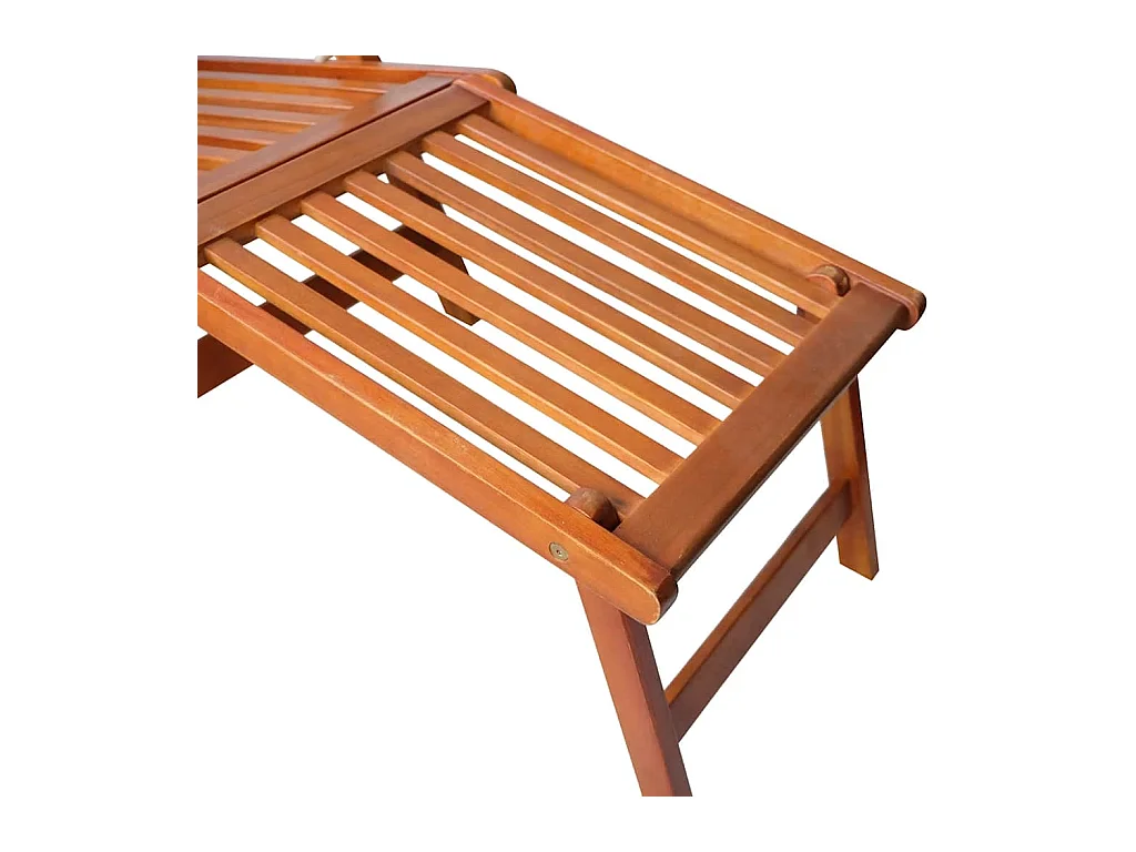 Chaise longue d'extérieur repose-pied et coussin Acacia solide
