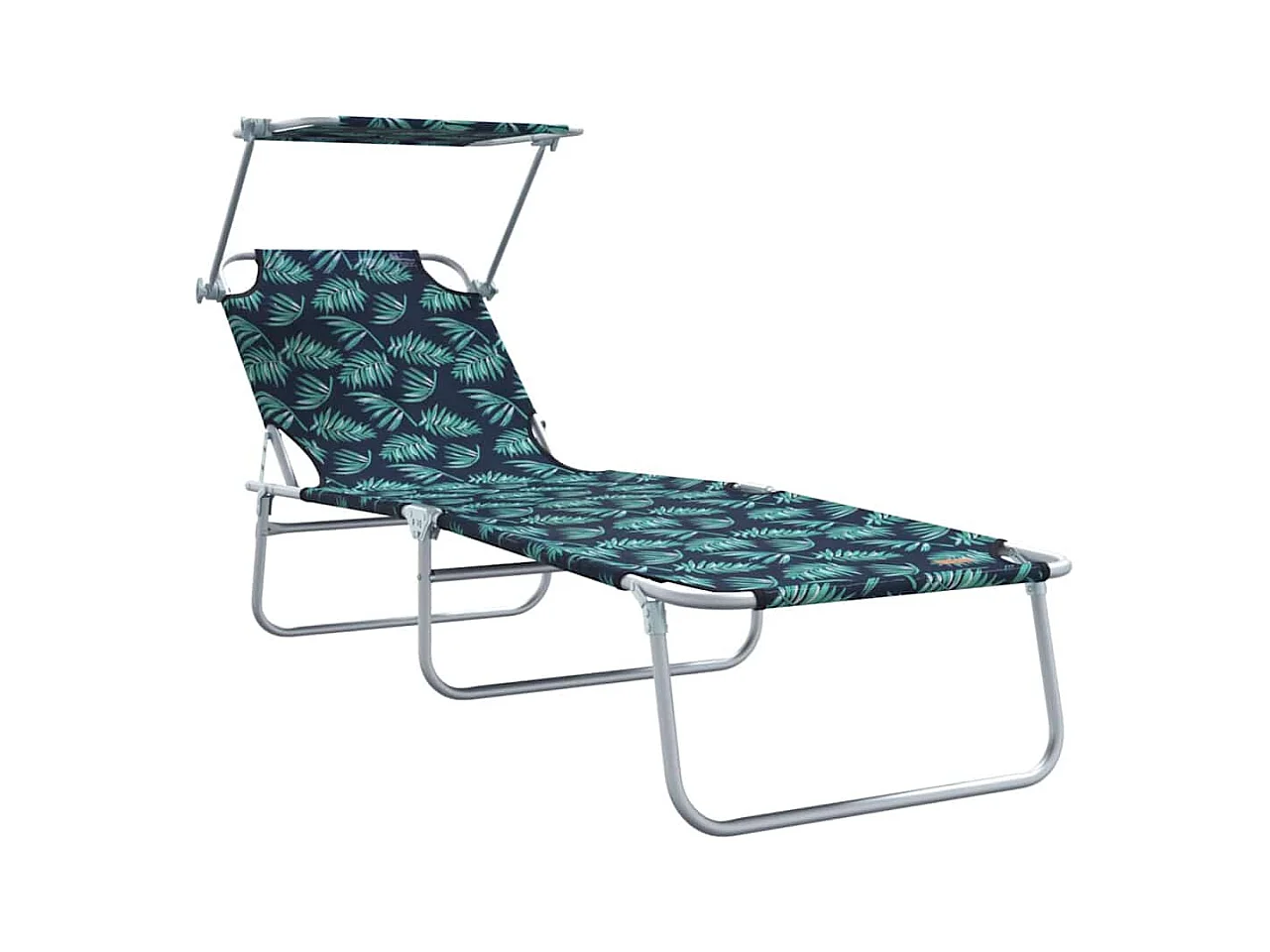 Chaises longues pliantes 2 pièces avec auvent motif feuilles en tissu Oxford 600D