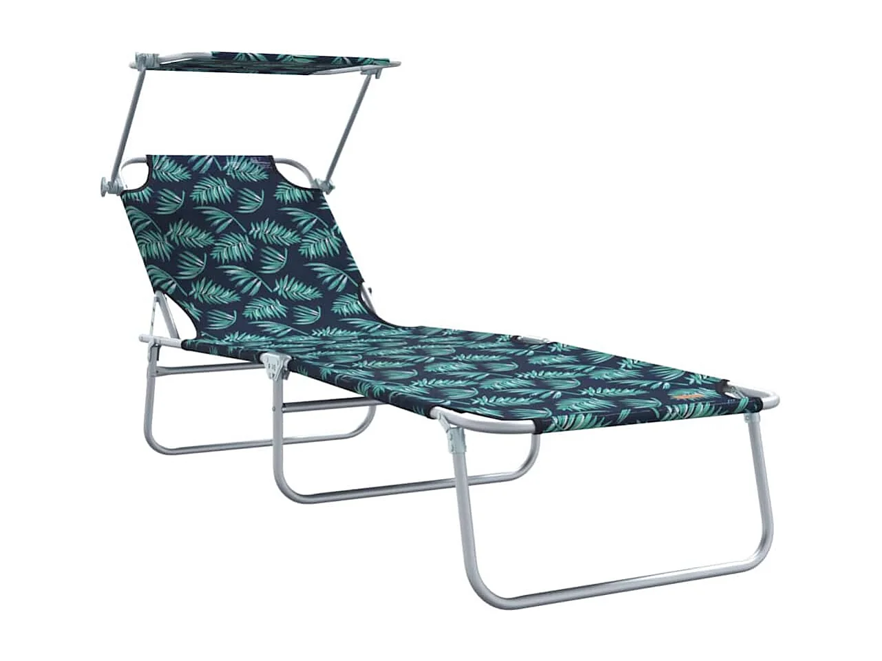 Chaises longues pliantes 2 pièces avec auvent motif feuilles en tissu Oxford 600D