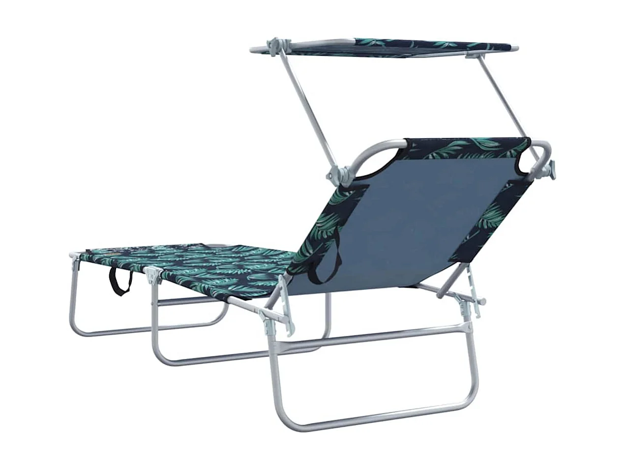 Chaises longues pliantes 2 pièces avec auvent motif feuilles en tissu Oxford 600D