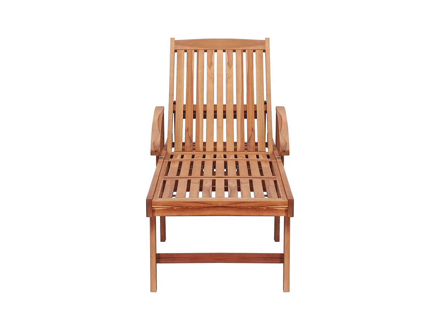 Chaise longue avec coussin crème Bois de teck solide