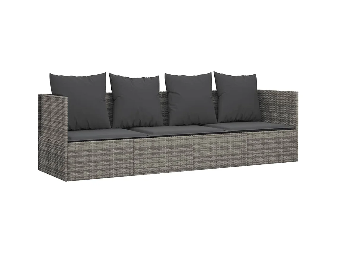 Cama de exterior con cojines Mimbre de resina gris