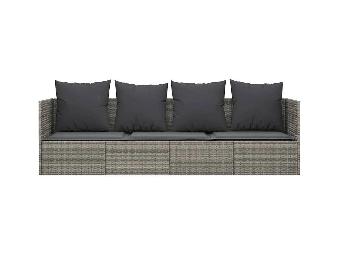 Cama de exterior con cojines Mimbre de resina gris