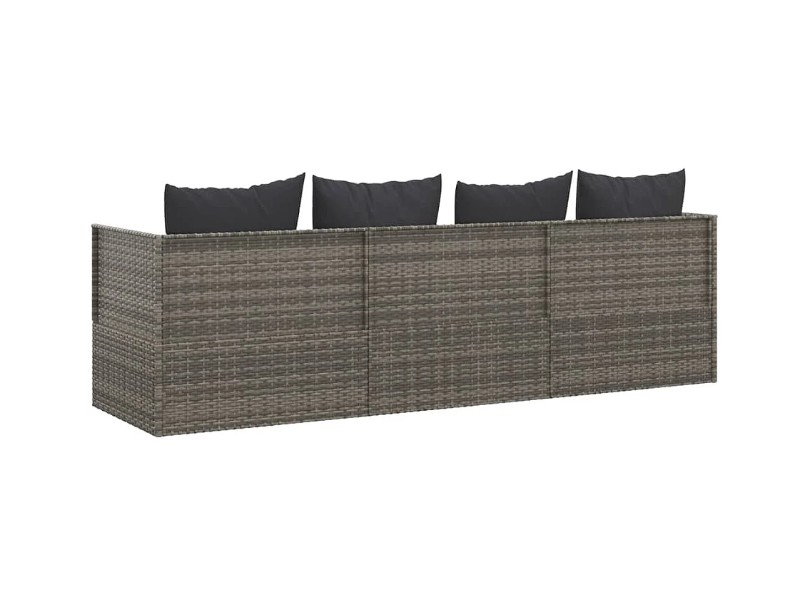 Cama de exterior con cojines Mimbre de resina gris