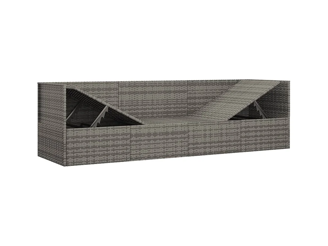 Cama de exterior con cojines Mimbre de resina gris