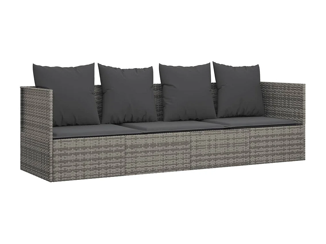 Cama de exterior con cojines Mimbre de resina gris