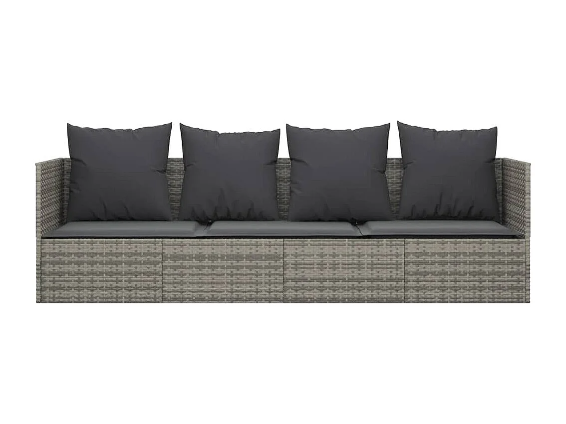 Cama de exterior con cojines Mimbre de resina gris