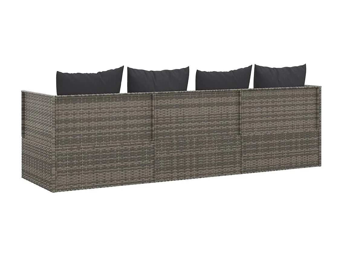 Cama de exterior con cojines Mimbre de resina gris