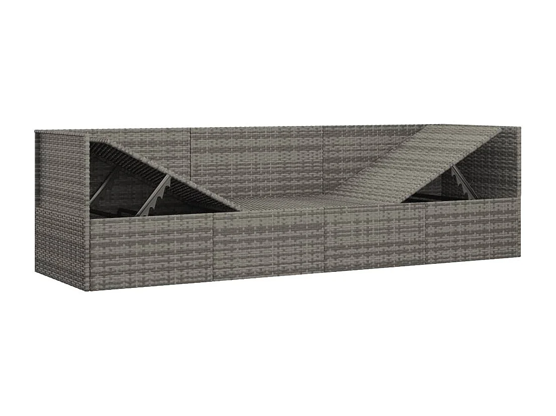 Cama de exterior con cojines Mimbre de resina gris