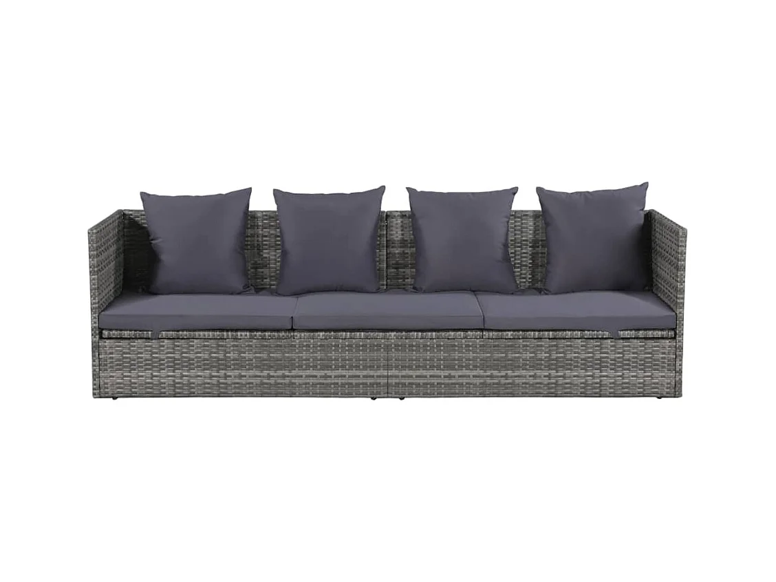 Lit de jardin Gris 200x60 cm Résine tressée