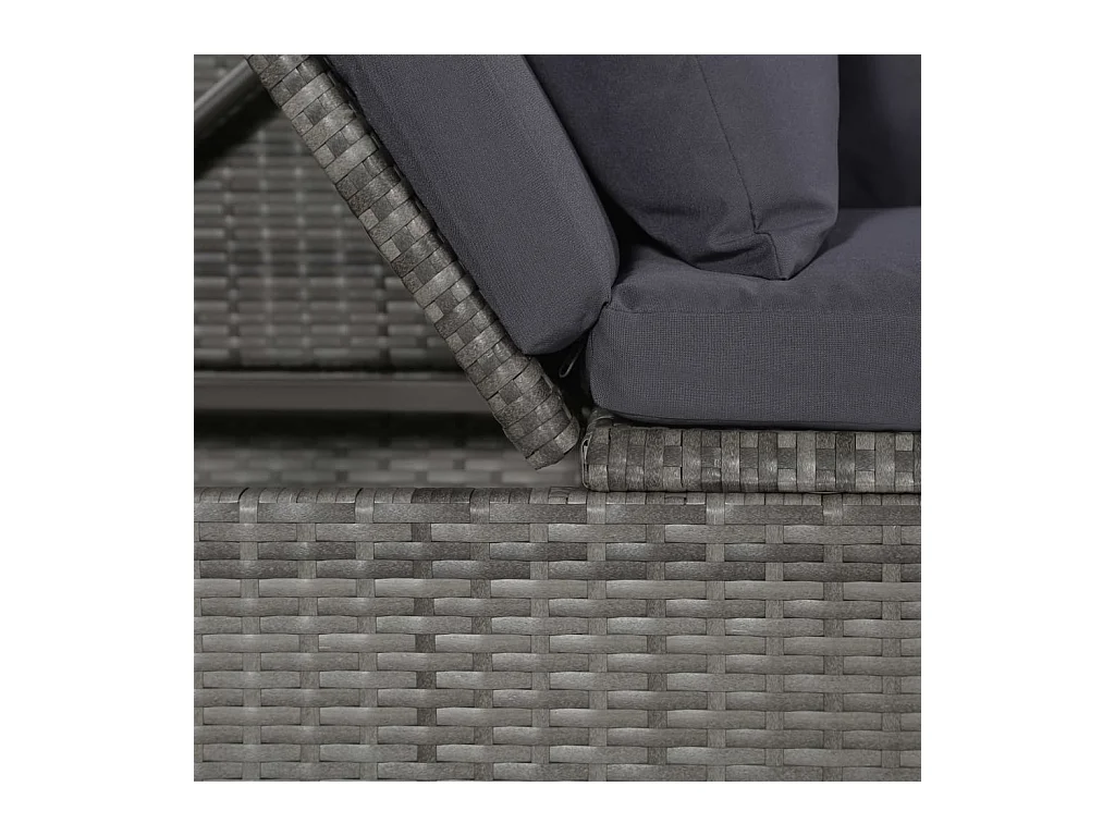 Lit de jardin Gris 200x60 cm Résine tressée