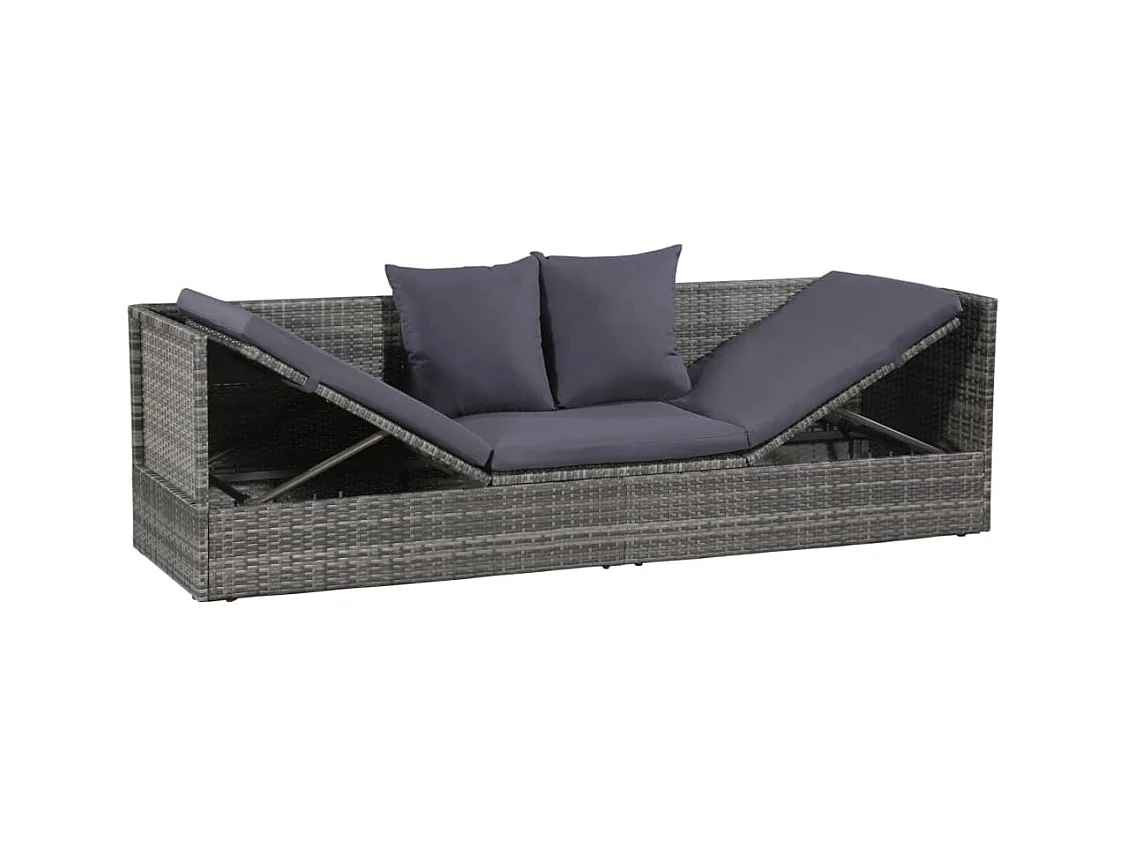 Lit de jardin Gris 200x60 cm Résine tressée