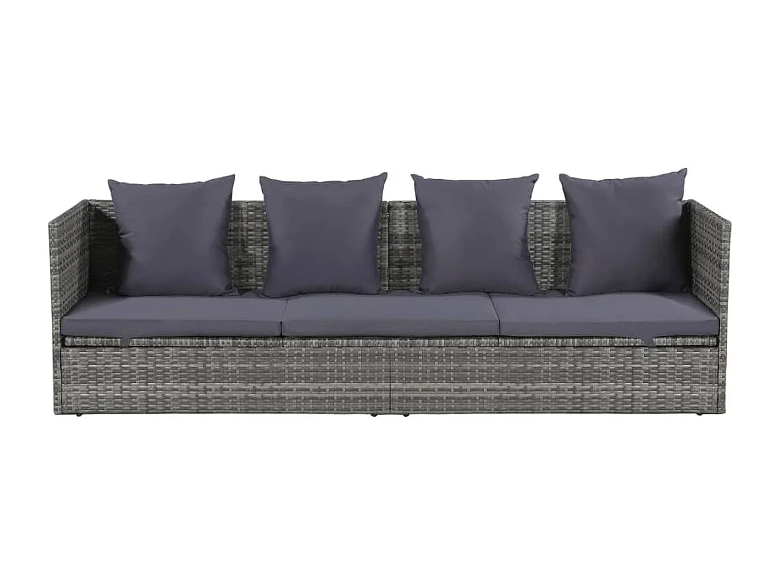 Lit de jardin Gris 200x60 cm Résine tressée