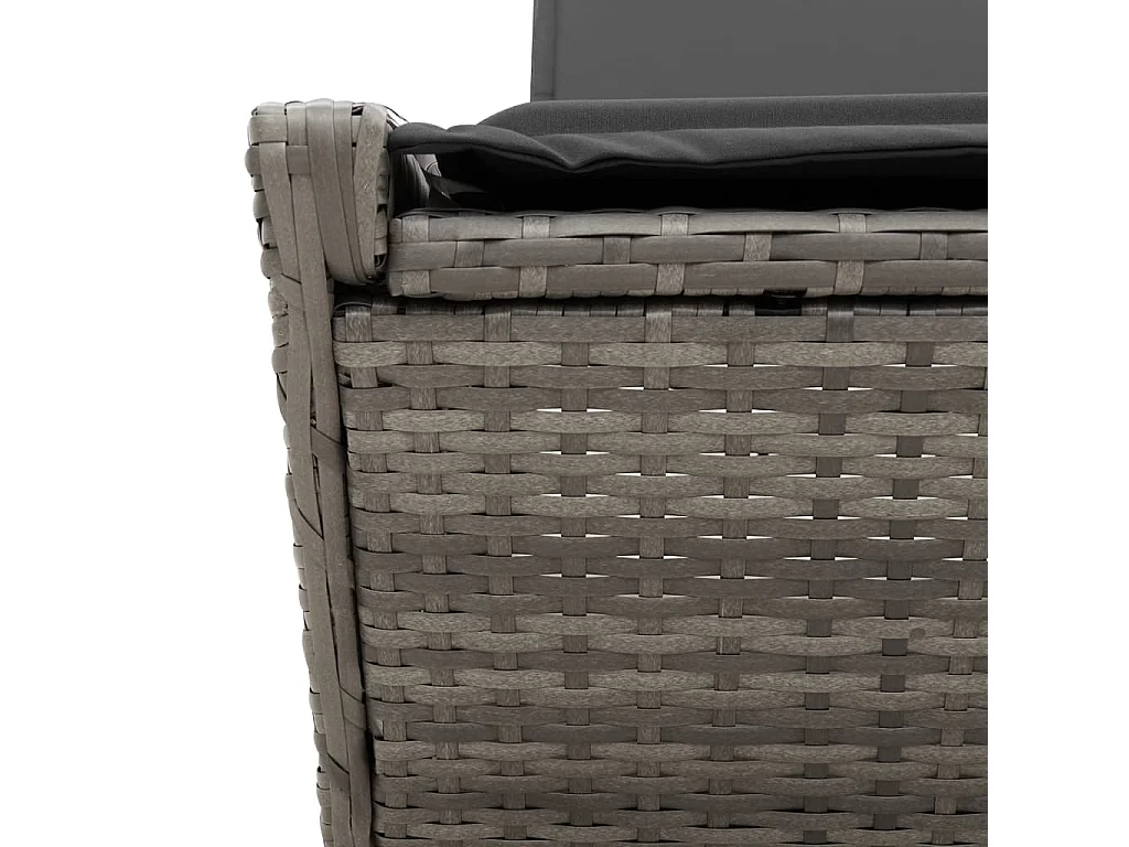 Chaise longue doppia con cuscini in vimini di resina grigia