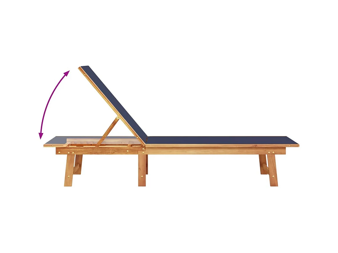 Set van 2 blauwe loungestoelen van massief acaciahout en textileen