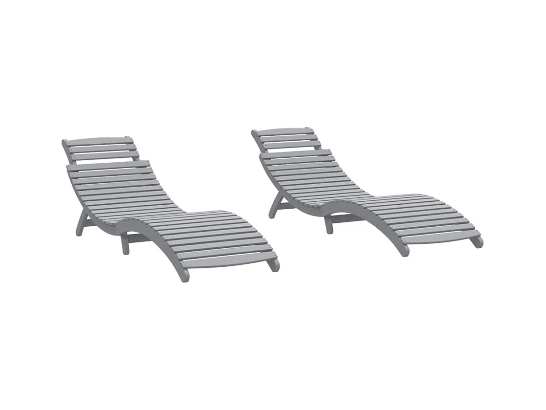 Chaises longues lot de 2 gris 184x55x64 cm bois massif acacia