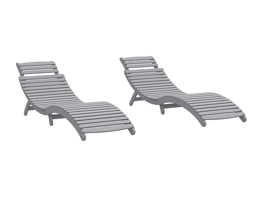Chaises longues lot de 2 gris 184x55x64 cm bois massif acacia