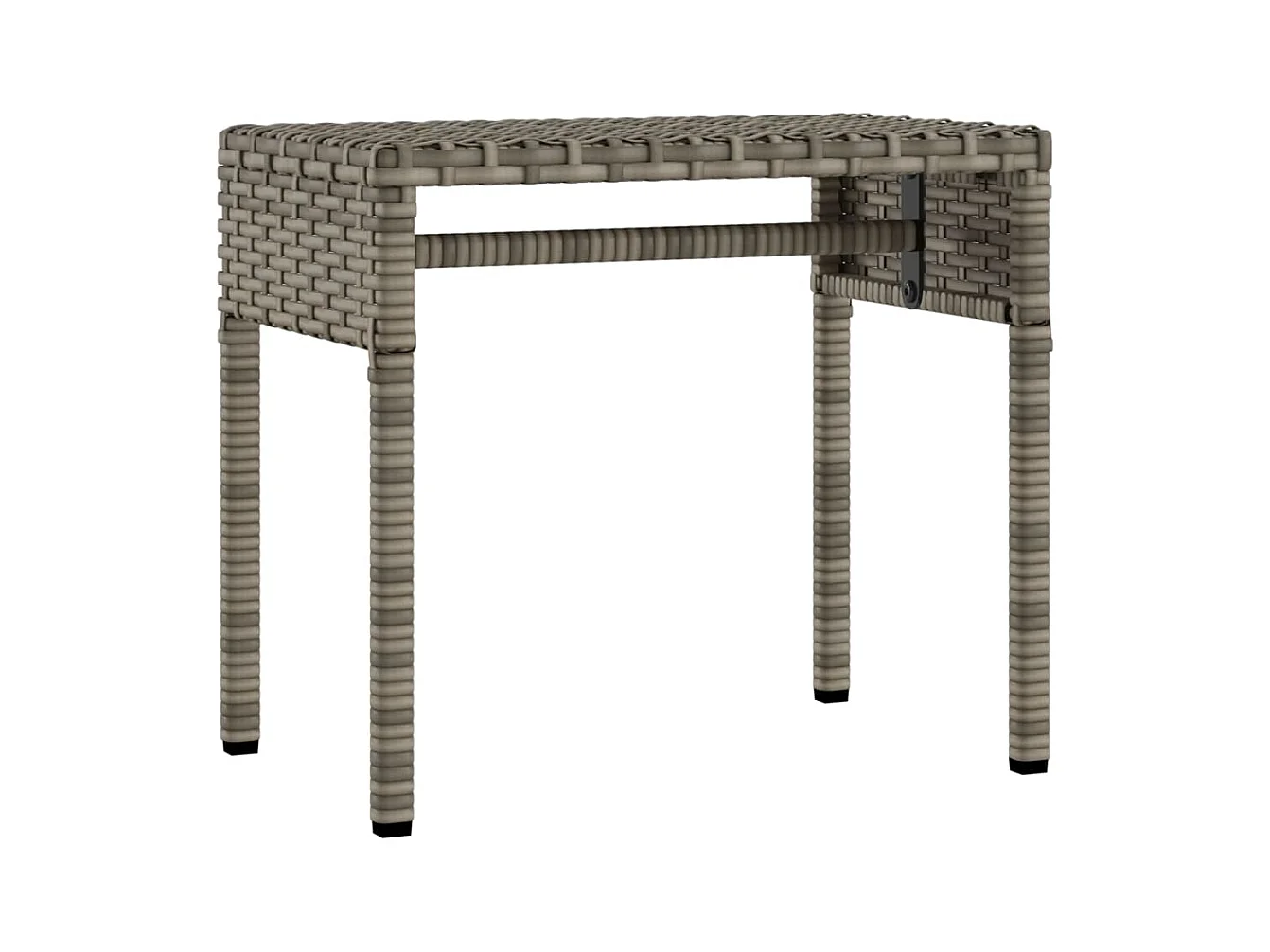 Set van 2 ligbedden met luifels en tafel, grijs polyrotan