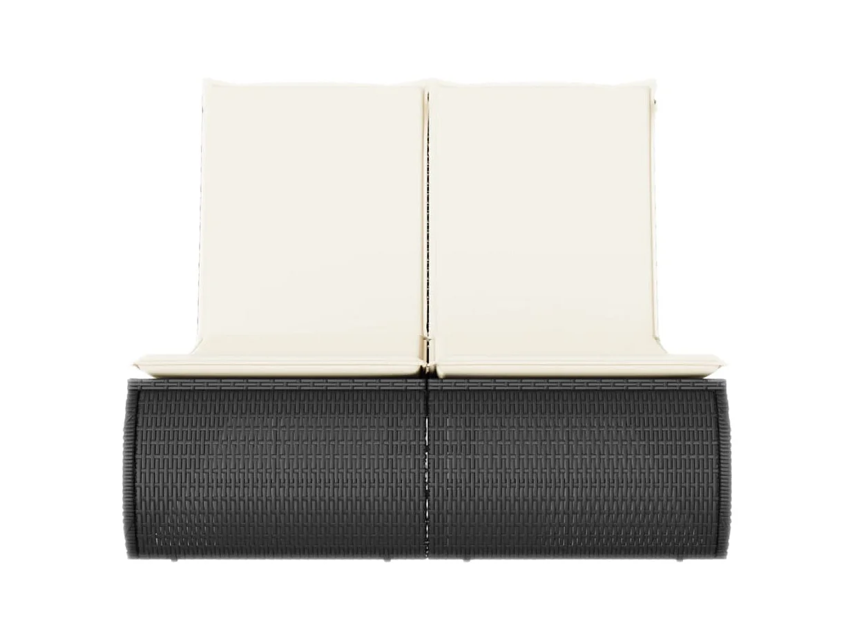 Dubbele chaise longue met zwarte kunsthars rieten kussens
