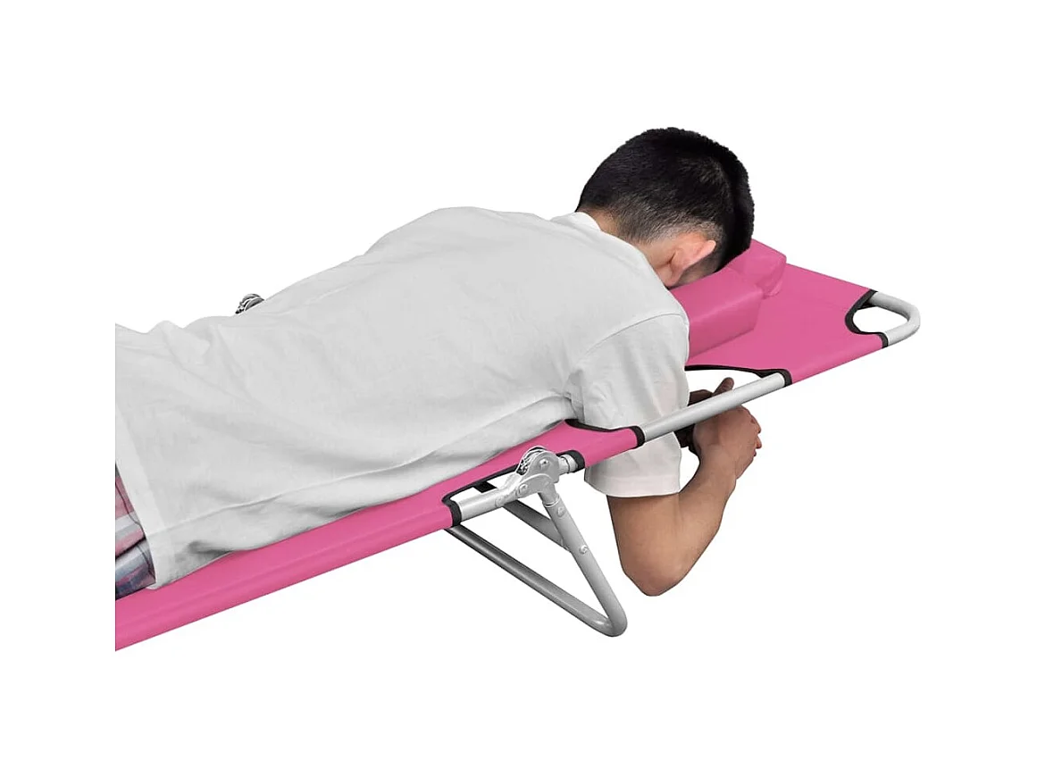 Opvouwbare loungestoel met hoofdkussen Steel Magento Roze