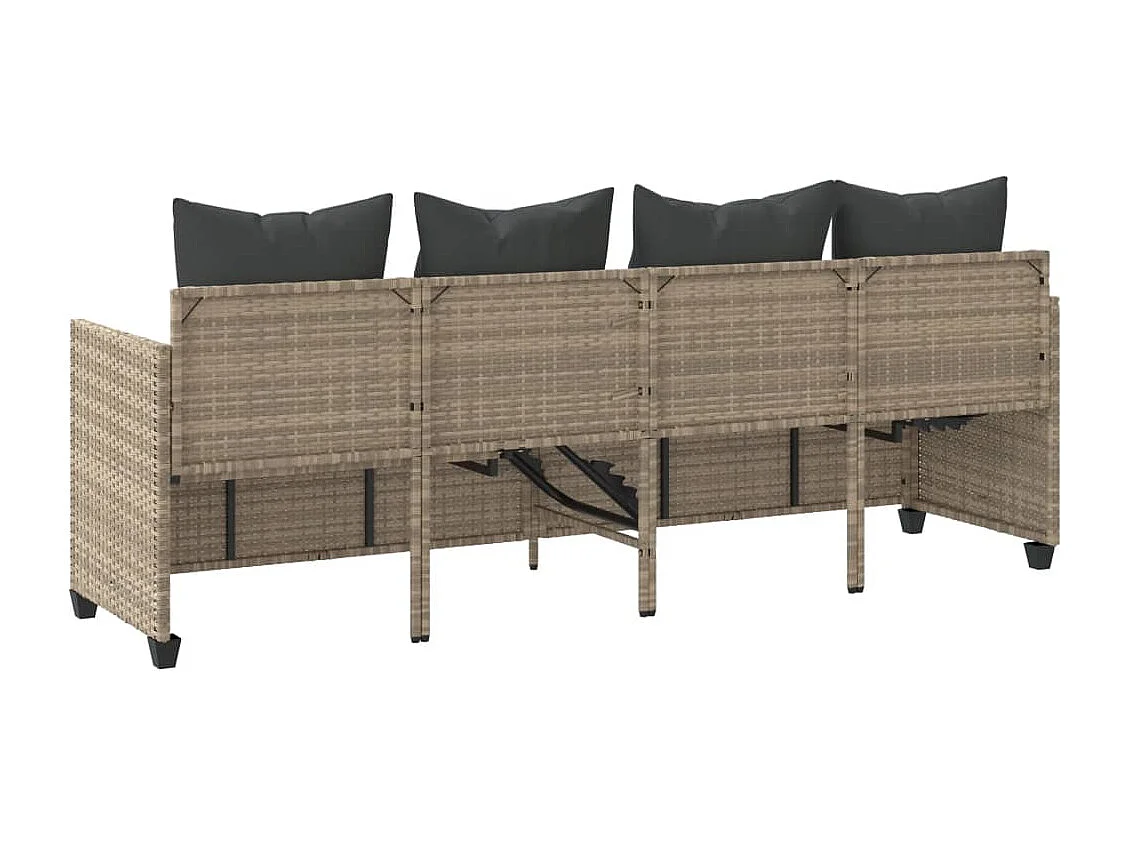 Chaise longue met lichtgrijze kussens van geweven hars