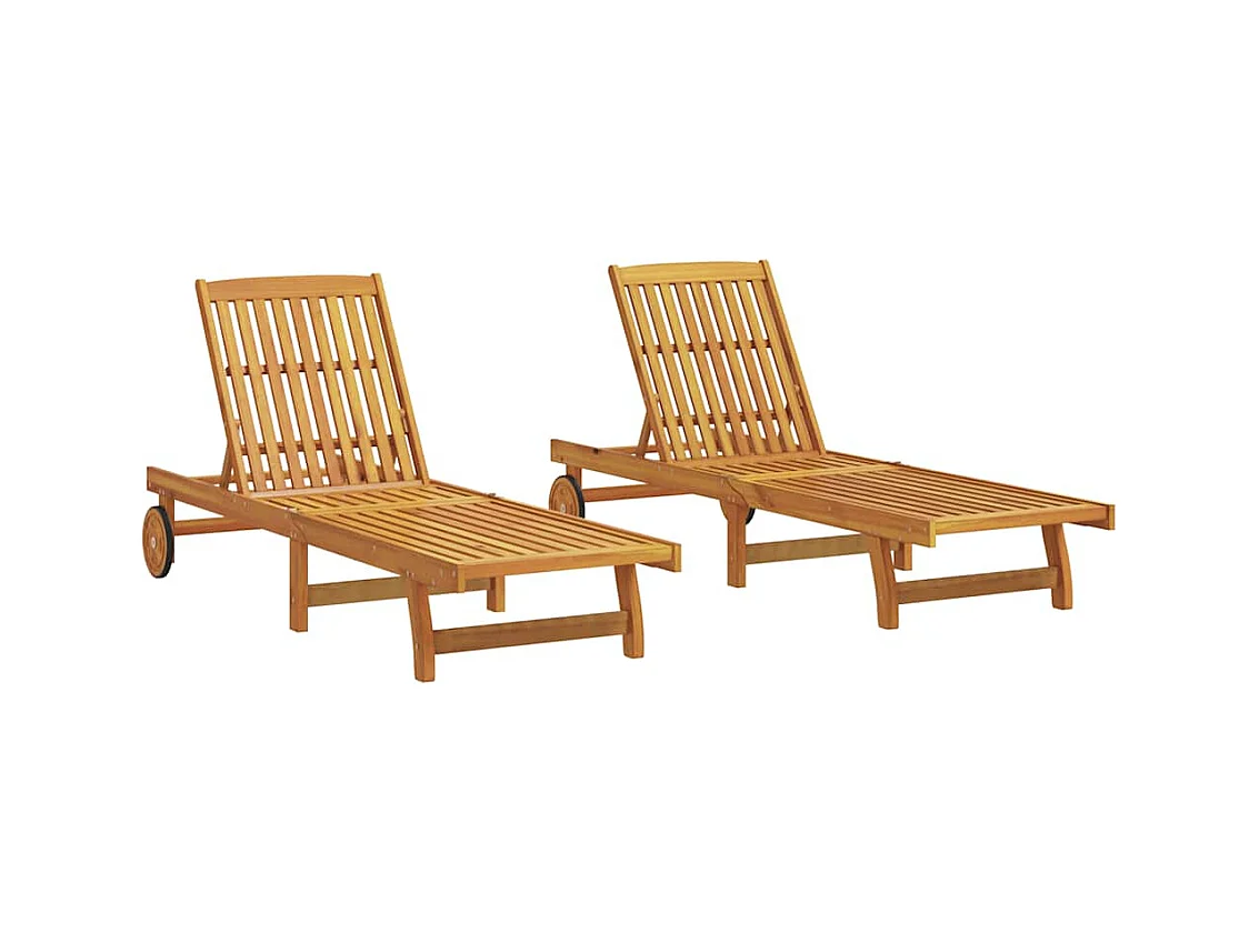 Chaises longues lot de 2 Bois d'acacia solide
