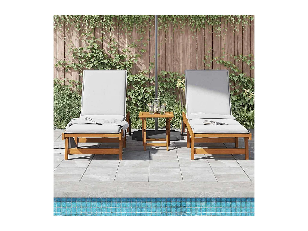 Chaises longues lot de 2 Bois d'acacia solide