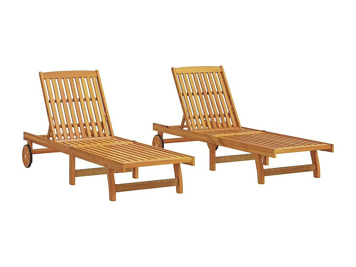 Chaises longues lot de 2 Bois d'acacia solide